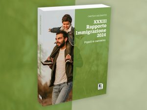 Copertina del Rapporto, che raffigura un papà con il suo bambino sulle spalle.